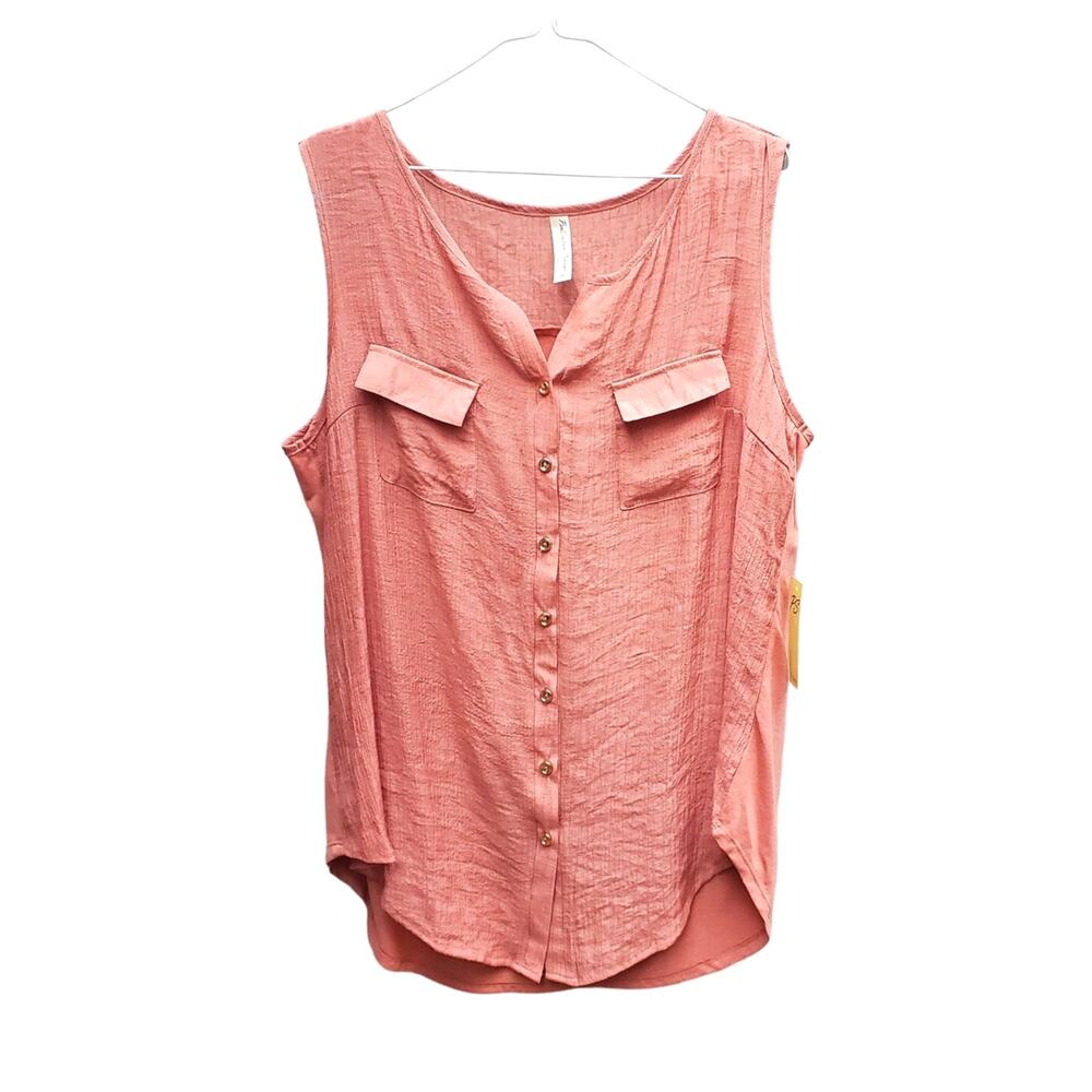 🔥 PerSeption Concept NWT Blush Button Front Pocket Tank Top Women's Size XL
